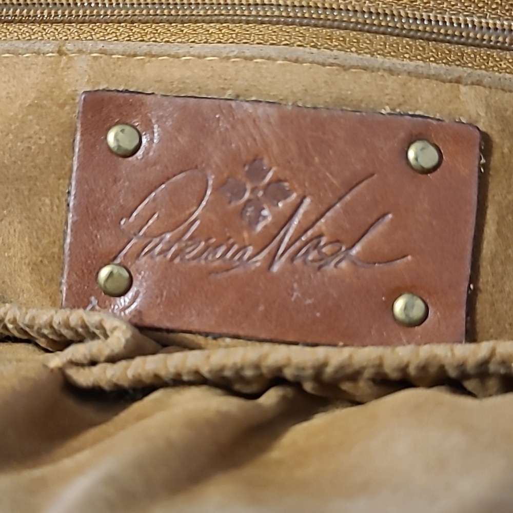 Patricia Nash Avelino Smooth Italian Leather Cognac Crossbody Handbag Purse - Picture 9 of 16